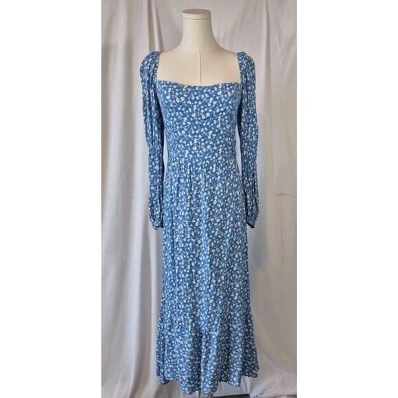 Reformation Mica Marie Blue Floral Midi Dress 10 - Picture 2 of 9